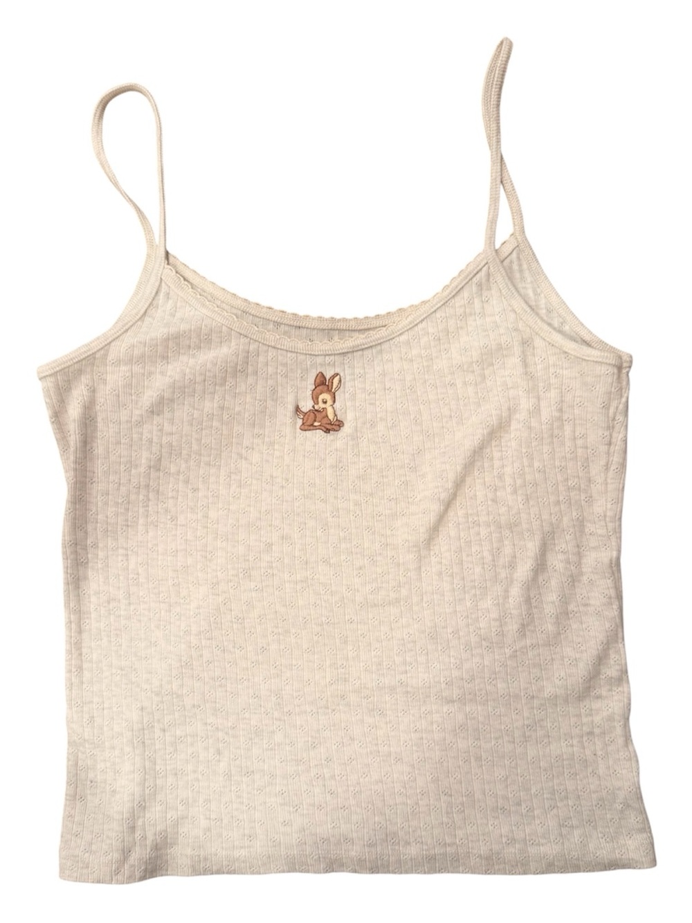 Brandy Melville Cream Bambi Embroidered Tank Top Cami John Galt